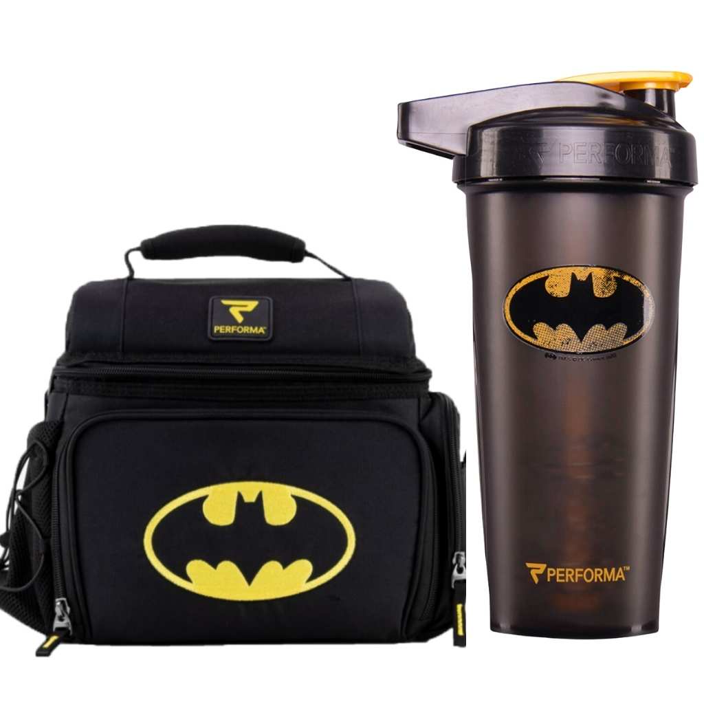 Bundle 2 Pack, 6 Meal Cooler Bag & 28oz ACTIV Shaker Cup, Batman