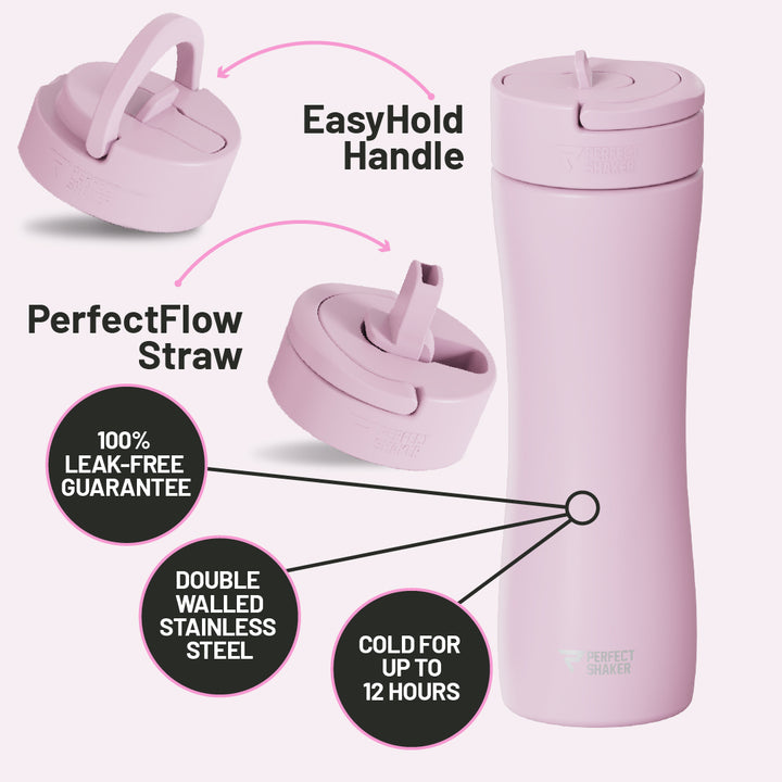 LUMA Stainless Steel Shaker Cup with Straw, 22oz