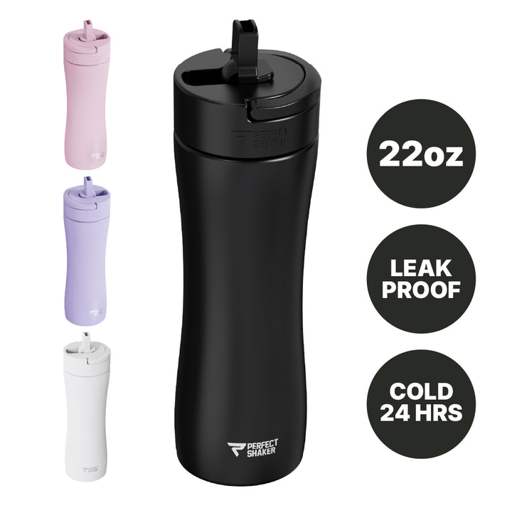 LUMA Stainless Steel Shaker Cup with Straw, 22oz