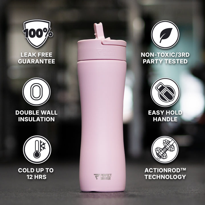 LUMA Stainless Steel Shaker Cup with Straw, 22oz