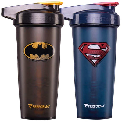 2 Pack Bundle, ACTIV Shaker Cups, 28oz, Batman & Superman, Performa USA