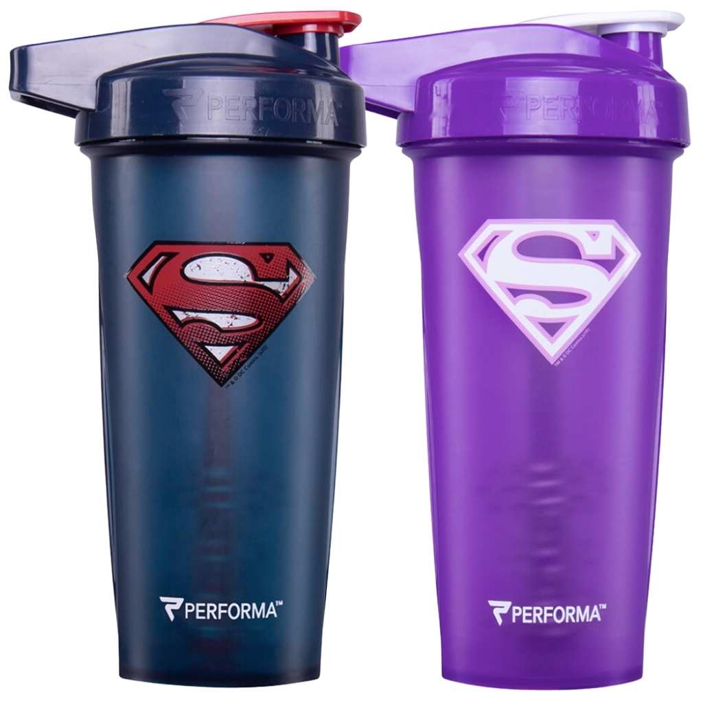 2 Pack Bundle, ACTIV Shaker Cups, 28oz, Superman & Supergirl, Performa USA