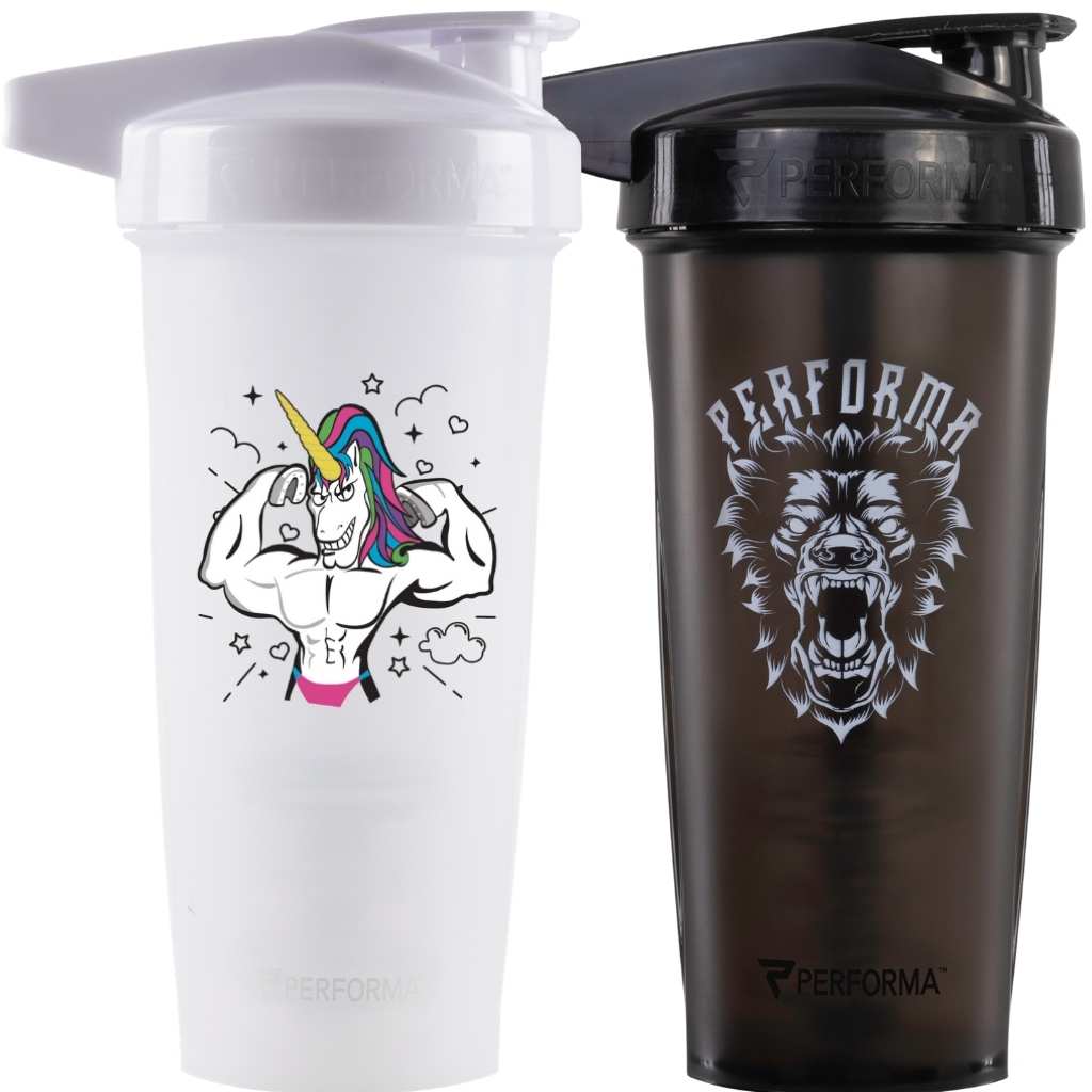 2 Pack Bundle, ACTIV Shaker Cups, 28oz, Unicorn Physique & BeastMode, Performa USA