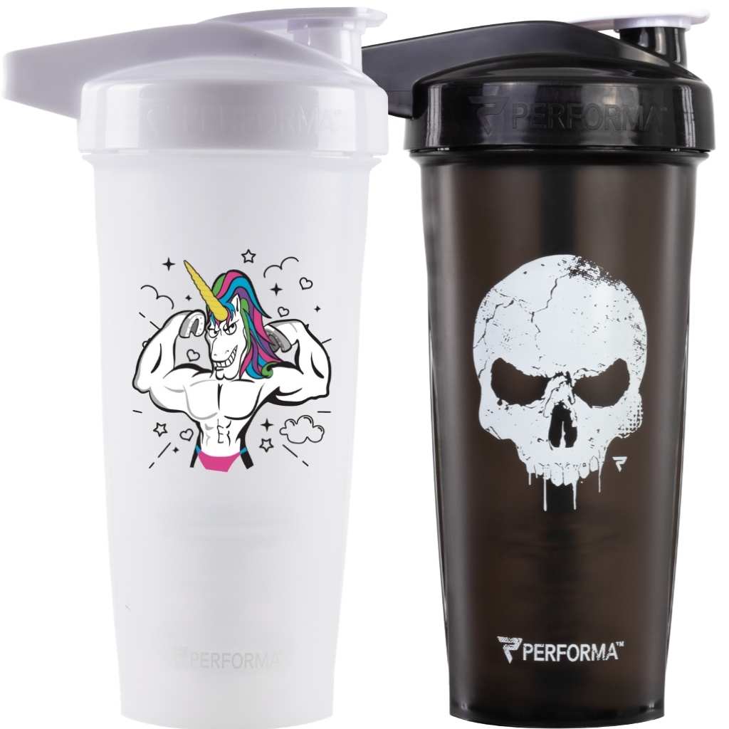 2 Pack Bundle, ACTIV Shaker Cups, 28oz, Unicorn Physique & SkullCrusher, Performa USA