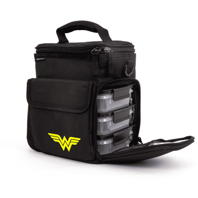 3 Meal Cooler Bag, Wonder Woman, Side view with open container compartment, Performa