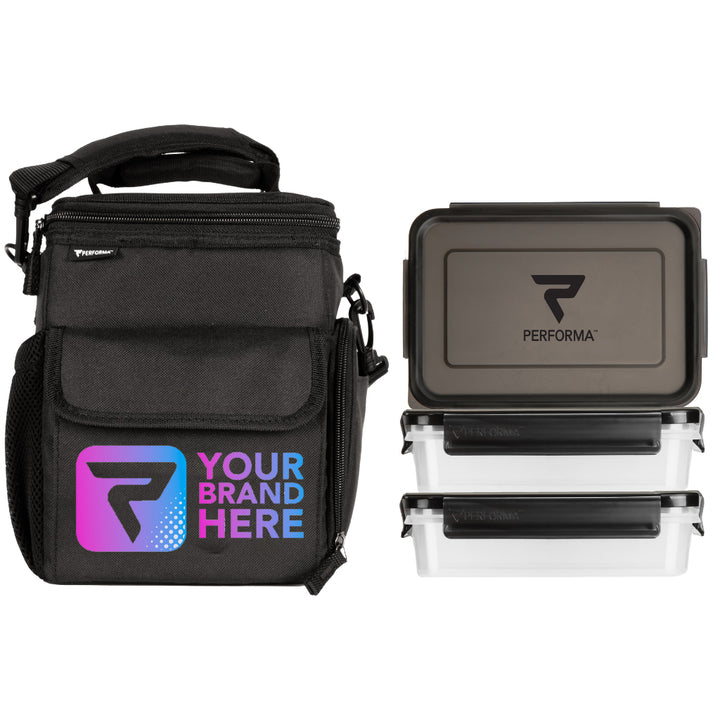 3 Meal Cooler Bag, Black, Your Brand Here, Performa Custom