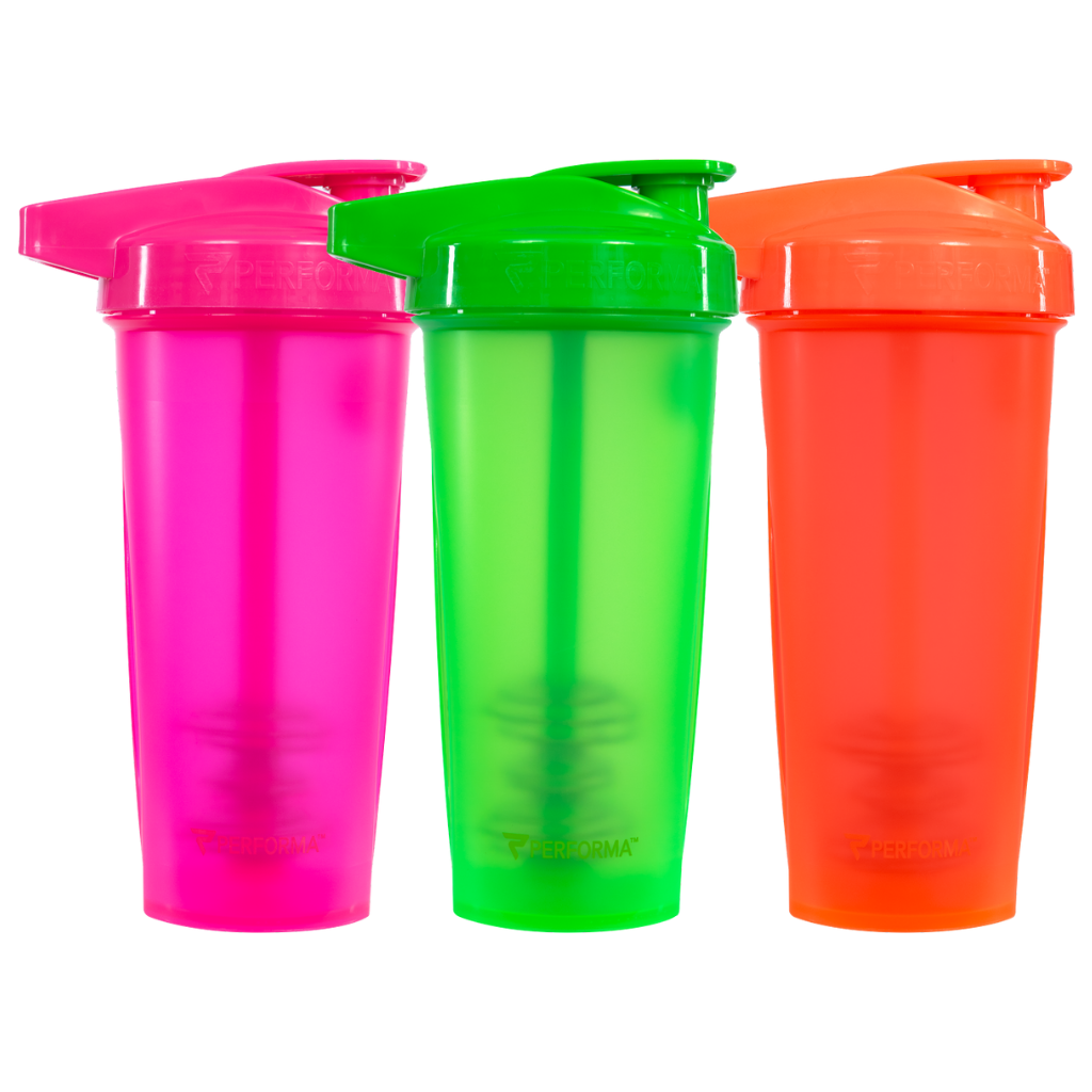 Bundle 3 Pack, ACTIV Shaker Cups, 28oz, Neon Series: Pink, Lime, Coral, Performa USA