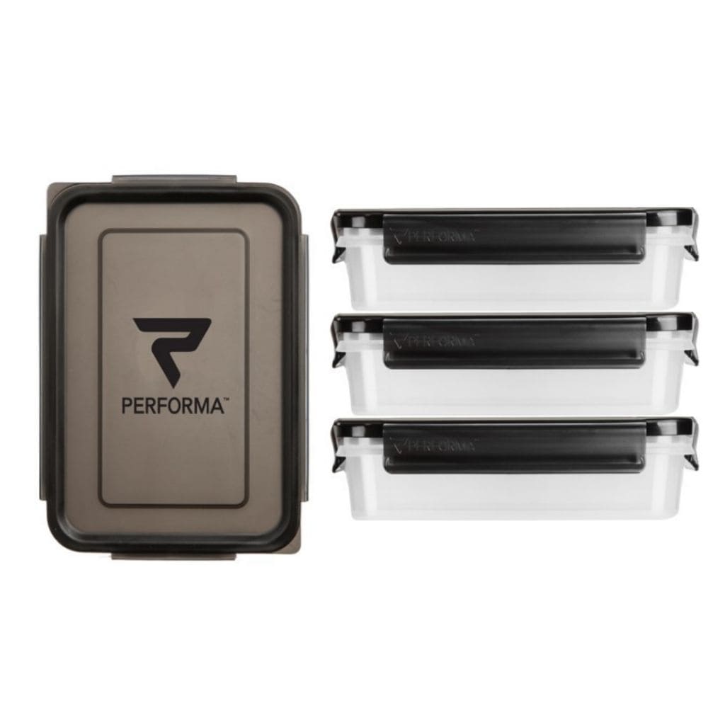 3 Pack Meal Containers, Black & Clear, Performa USA