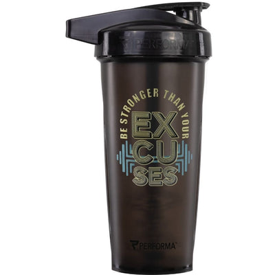 ACTIV Shaker Cup, 28oz, Be Stronger than your Excuses, Black, Performa USA